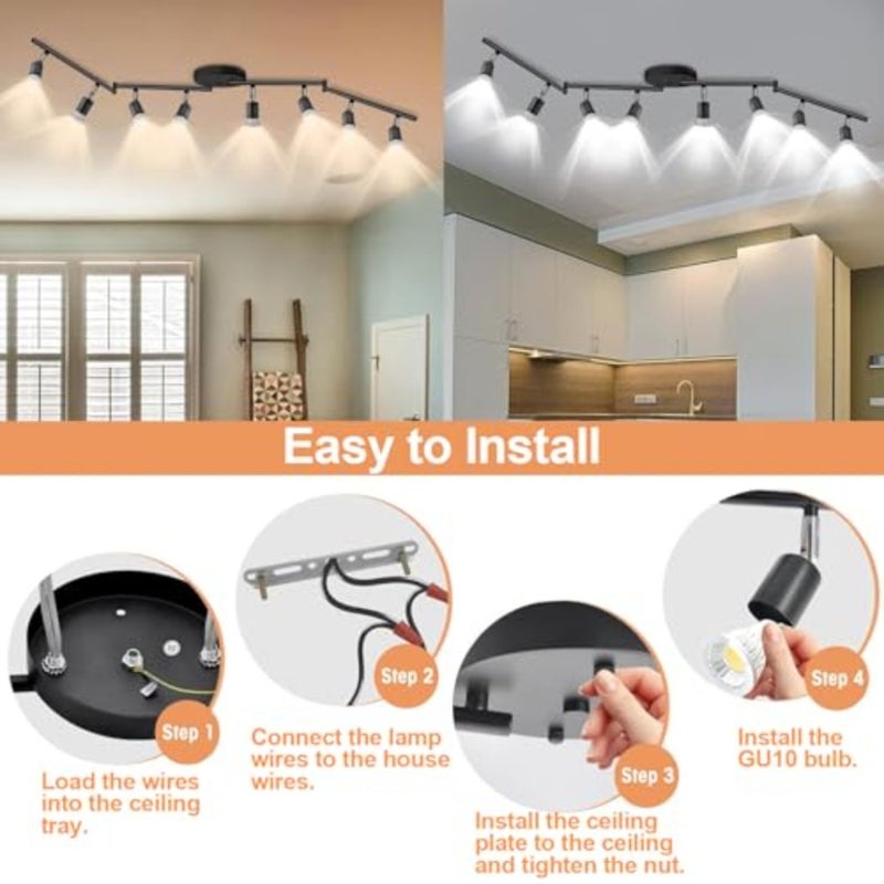 Track Lighting Kit, Ceiling Spot Lighting, Flexibly Rotatable Light Head, Track Light Bulb Not Included - Image 5