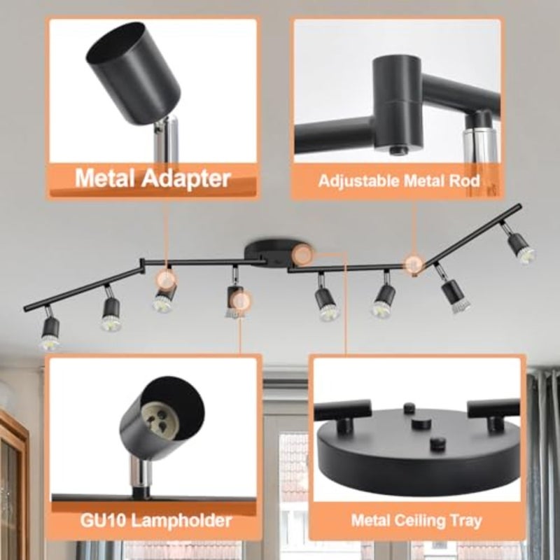 Track Lighting Kit, Ceiling Spot Lighting, Flexibly Rotatable Light Head, Track Light Bulb Not Included - Image 3
