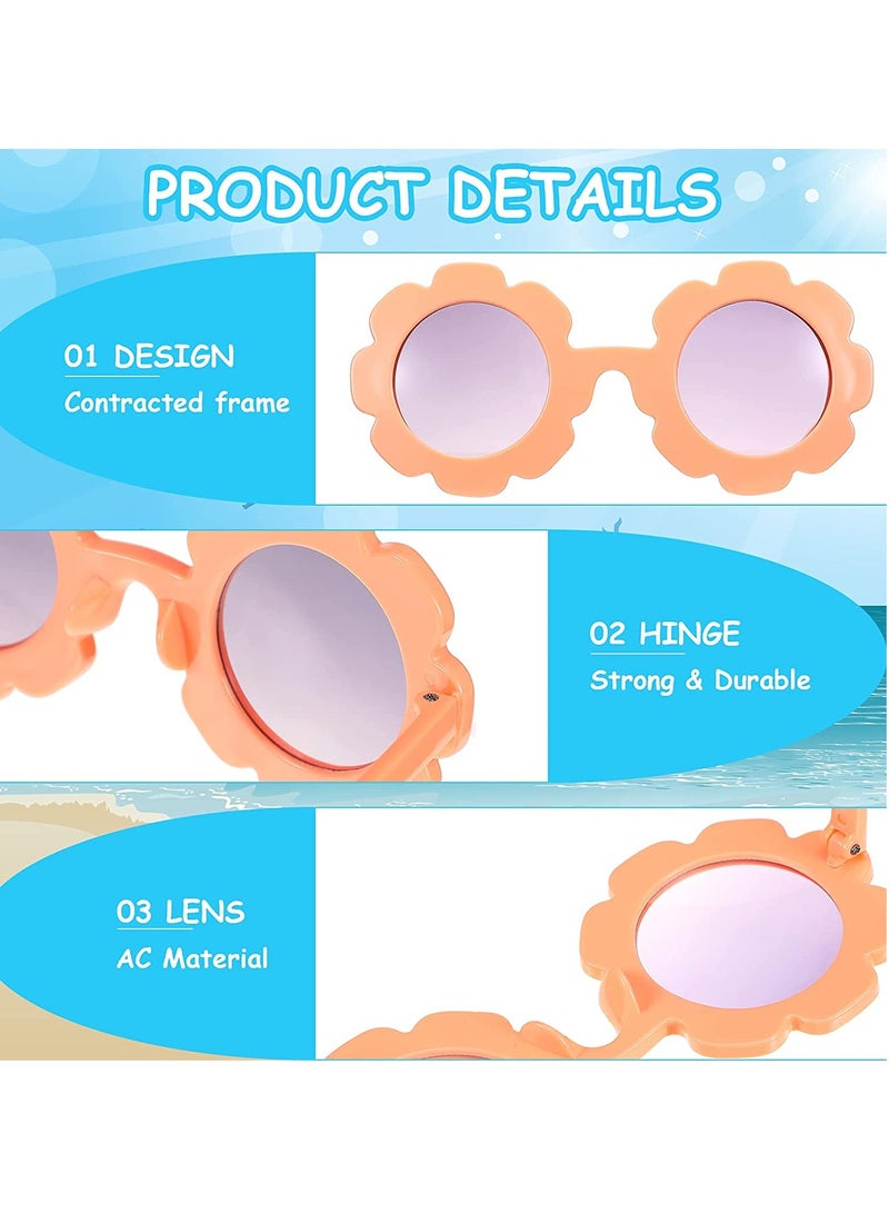 SOLARAE Kids Flower Sunglasses Toddler Girls Round Flower Glasses Baby Cute Sunglasses Outdoor Beach Colorful Eyewear 3 Pieces - Image 3