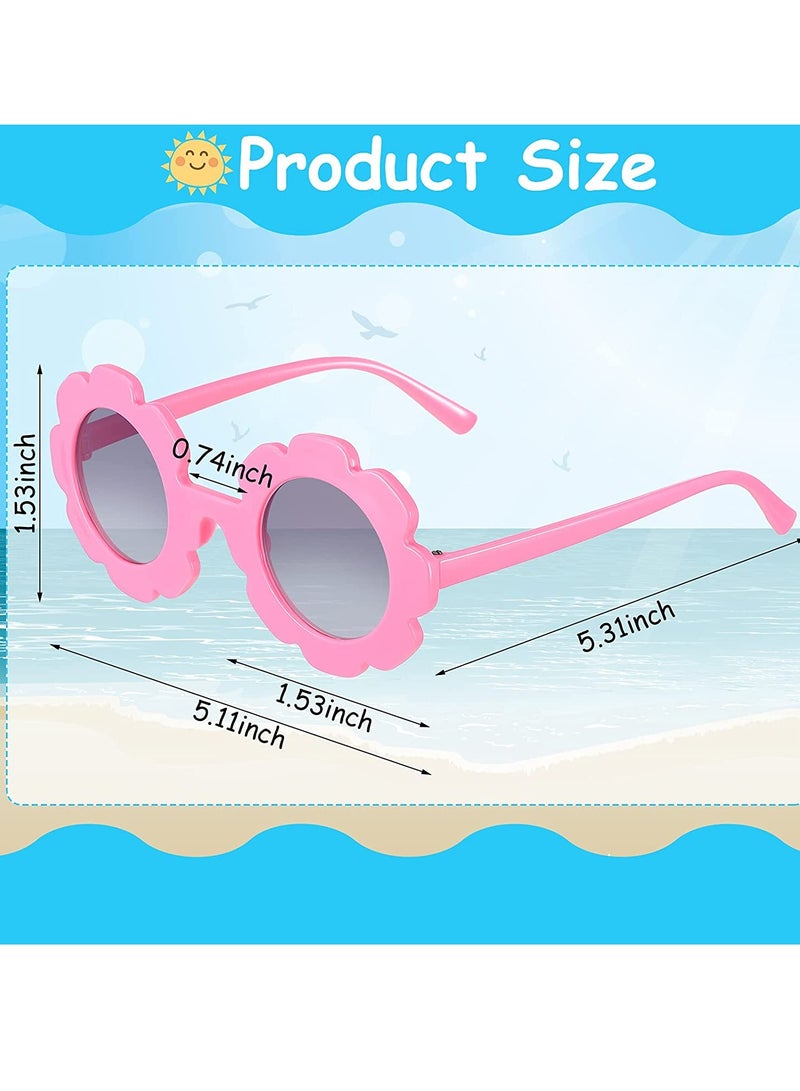SOLARAE Kids Flower Sunglasses Toddler Girls Round Flower Glasses Baby Cute Sunglasses Outdoor Beach Colorful Eyewear 3 Pieces - Image 2