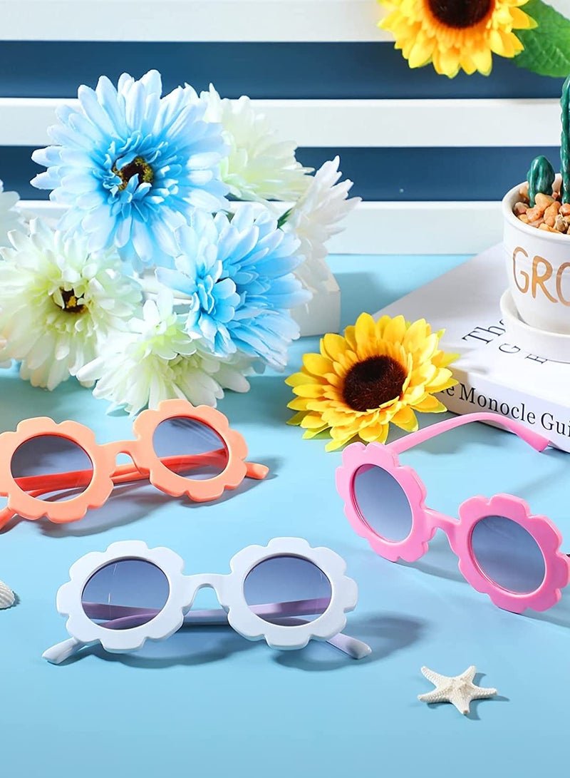 SOLARAE Kids Flower Sunglasses Toddler Girls Round Flower Glasses Baby Cute Sunglasses Outdoor Beach Colorful Eyewear 3 Pieces - Image 4