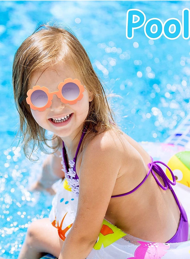 SOLARAE Kids Flower Sunglasses Toddler Girls Round Flower Glasses Baby Cute Sunglasses Outdoor Beach Colorful Eyewear 3 Pieces - Image 5