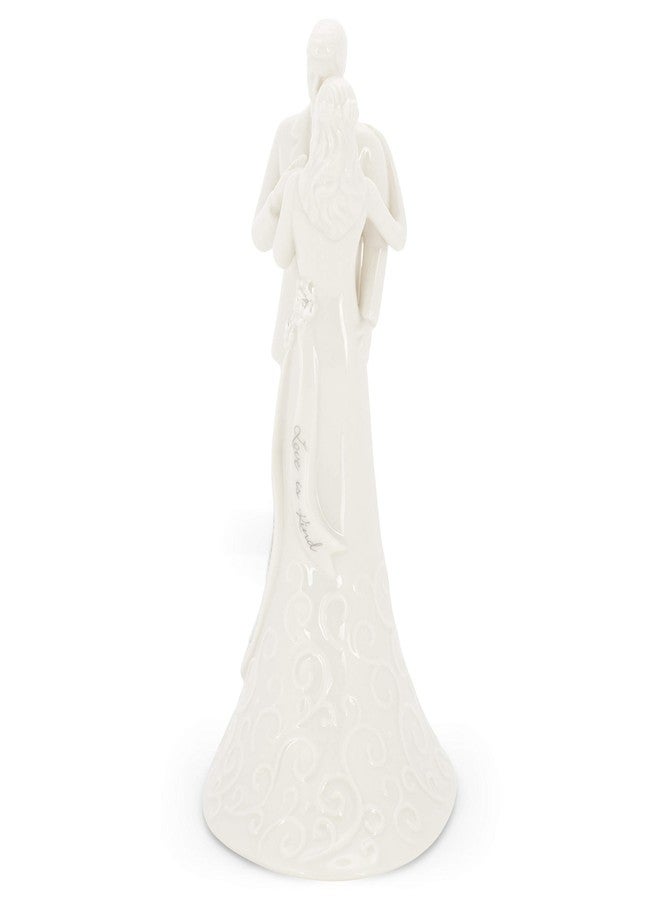 رومان مجسم أنيق للعروسين على شكل كعكة زفاف، مقاس 8.5 بوصة، بنقش "الحب صبور"، مصنوع من البورسلين، تذكار مثالي لحفلات الزفاف أو ذكرى الزواج. - Image 5