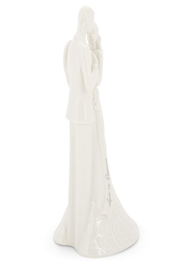 رومان مجسم أنيق للعروسين على شكل كعكة زفاف، مقاس 8.5 بوصة، بنقش "الحب صبور"، مصنوع من البورسلين، تذكار مثالي لحفلات الزفاف أو ذكرى الزواج. - Image 3