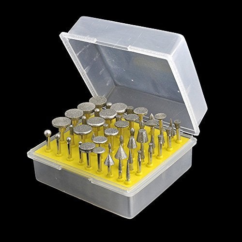 LUO KE Diamond Burr Set- Ceramics Tile Glass Lapidary Stone Carving Sets Diamond Burs for Rotary Tools includes Dremel 50pc - Image 2