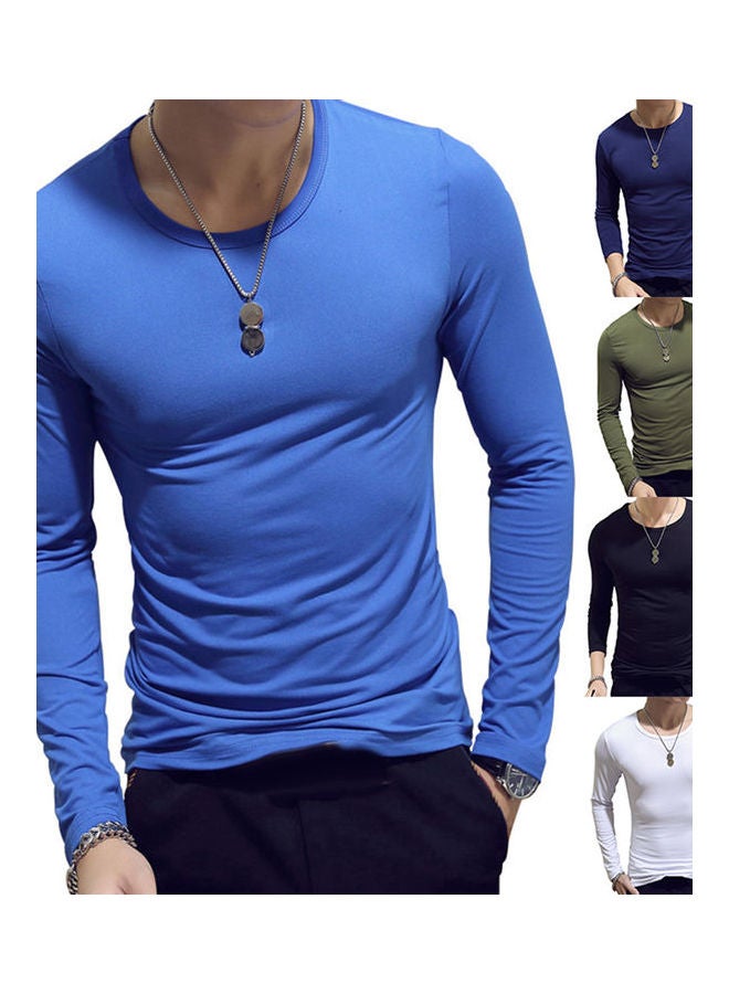 Casual O-Neck Long Sleeve Slim T-Shirt multicolour - Image 3