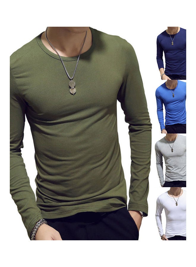 Casual O-Neck Long Sleeve Slim T-Shirt multicolour - Image 4