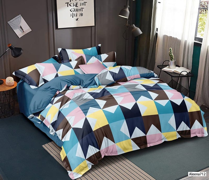 Laying Style™ Soft Glace Cotton King Size Duvet Cover for Double Bed with Zipper (Multicolor, 90x100 inch) - Image 1