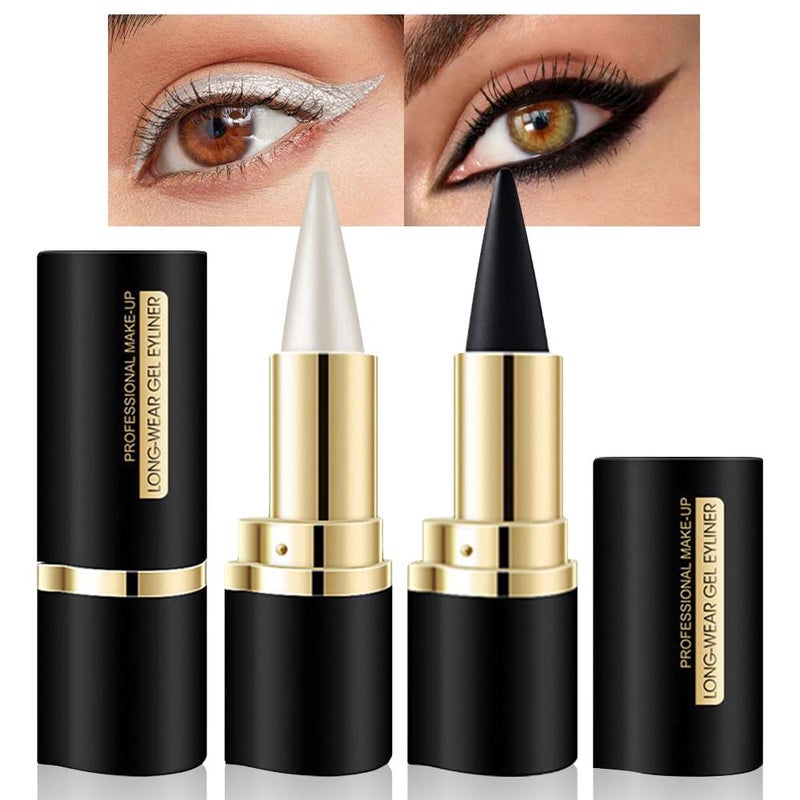 evpct 2Pcs Black Silver Gel Eyeliner Pencil Eye Black Face Paint Stick Makeup Set Waterproof Matte Cream Crayon Eyeliner Pencil Set Cat Eye Liners Eyeshadow delineador de ojos contra el agua - Image 1