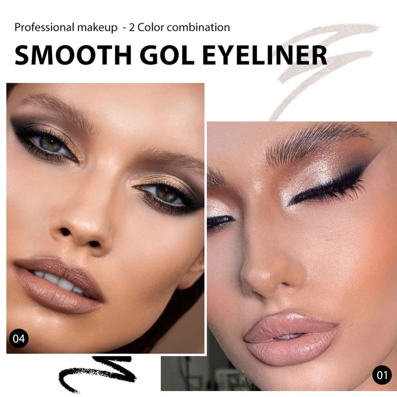 evpct 2Pcs Black Silver Gel Eyeliner Pencil Eye Black Face Paint Stick Makeup Set Waterproof Matte Cream Crayon Eyeliner Pencil Set Cat Eye Liners Eyeshadow delineador de ojos contra el agua - Image 2