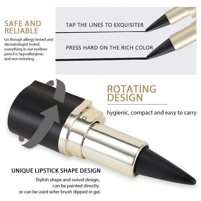 evpct 2Pcs Black Silver Gel Eyeliner Pencil Eye Black Face Paint Stick Makeup Set Waterproof Matte Cream Crayon Eyeliner Pencil Set Cat Eye Liners Eyeshadow delineador de ojos contra el agua - Image 5