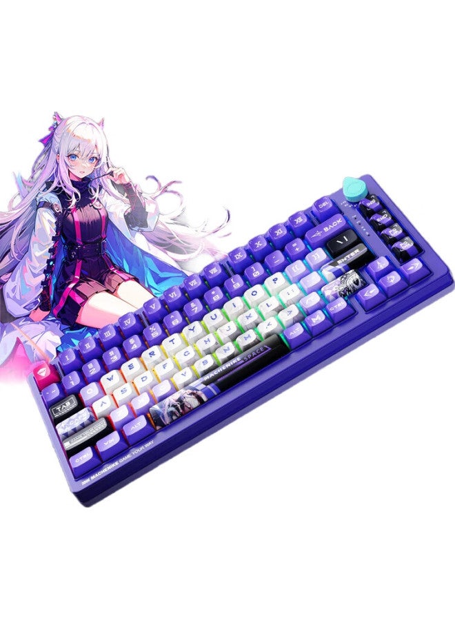 Machenike K600T 82-Key Wired/2.4G/Bluetooth Tri-Mode Mechanical Keyboard, Ip Custom Edition - Baize, Teng Purple Switch - Image 1