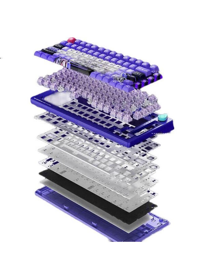 Machenike K600T 82-Key Wired/2.4G/Bluetooth Tri-Mode Mechanical Keyboard, Ip Custom Edition - Baize, Teng Purple Switch - Image 3