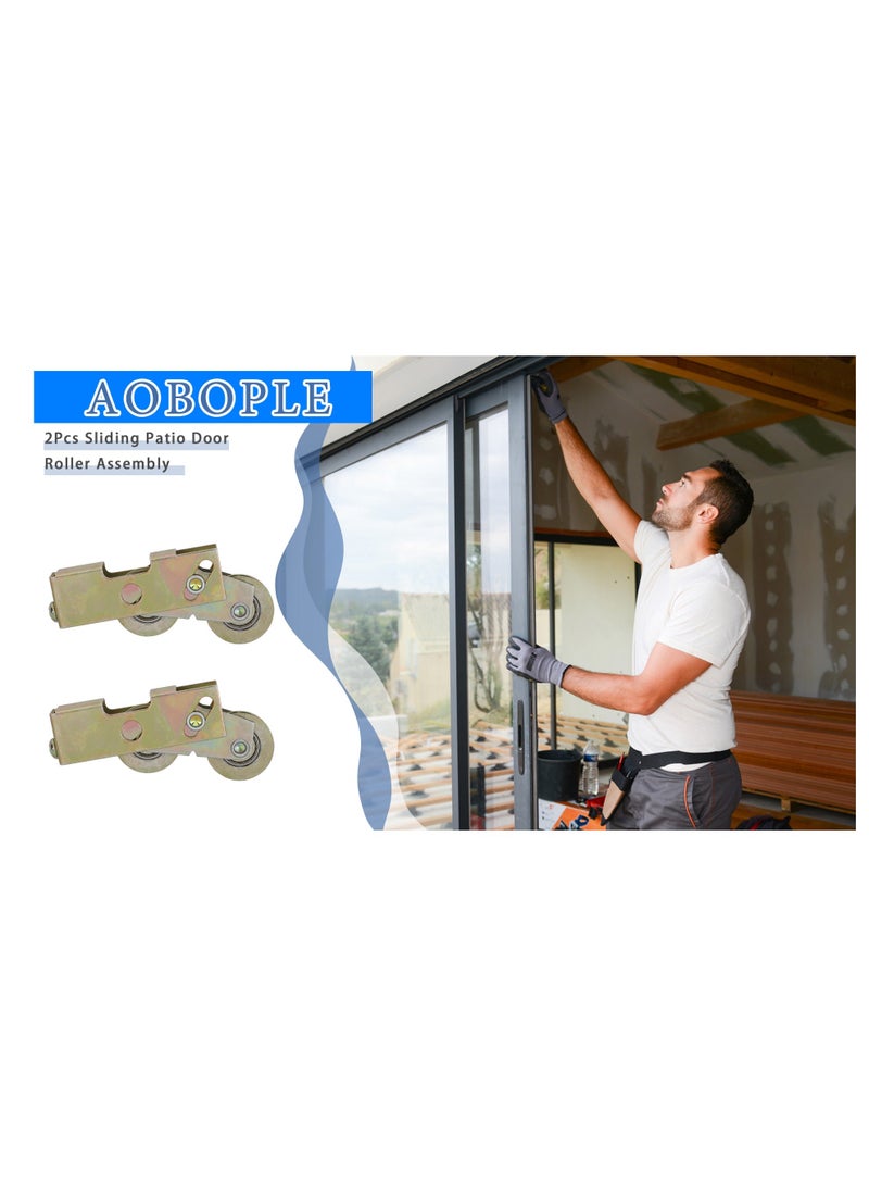 Sliding Patio Door Tandem Roller Assembly,  Sliding Door Rollers Replacement, 1-1/4 Inch Steel Ball Wheel Bearing, for Sliding Glass Door Screen Door Gate Window (2 Pack)  - Image 3