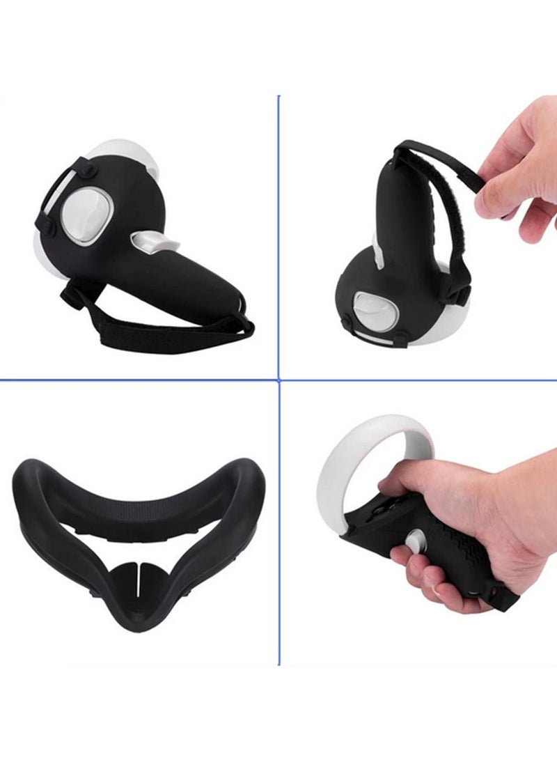 6 In 1 Protective Set for Oculus Quest 2 Headset Accessory Set VR Glasses Silicone Eye Mask Controller Handle Protective Cover - Image 4