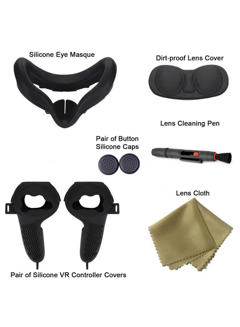 6 In 1 Protective Set for Oculus Quest 2 Headset Accessory Set VR Glasses Silicone Eye Mask Controller Handle Protective Cover - Image 2