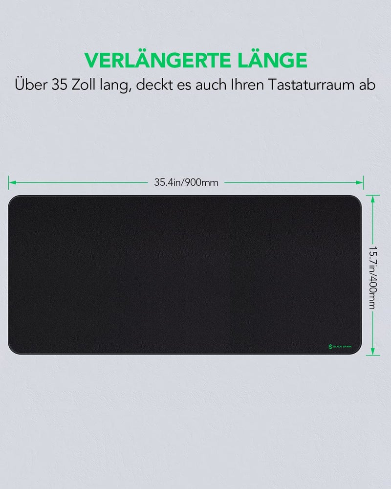 BLACK SHARK Black Shark Gaming Mouse Mat XL 900 x 400 x 4 mm Desk Mat with Waterproof Surface and Mouse Mat Non-Slip Rubber Base Black Manta P3 - Image 2