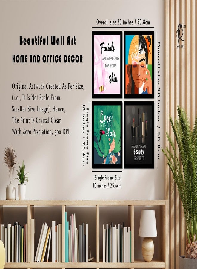 AR Creative Synthetic Fiber Beauty Parlour Wall Frames - Saloon Wall Poster - Saloon Wall Decoration Framed Posters - Hair Saloon Wall Decoration Posters (10 inch x 10 inch), Set Of 4 - Image 4
