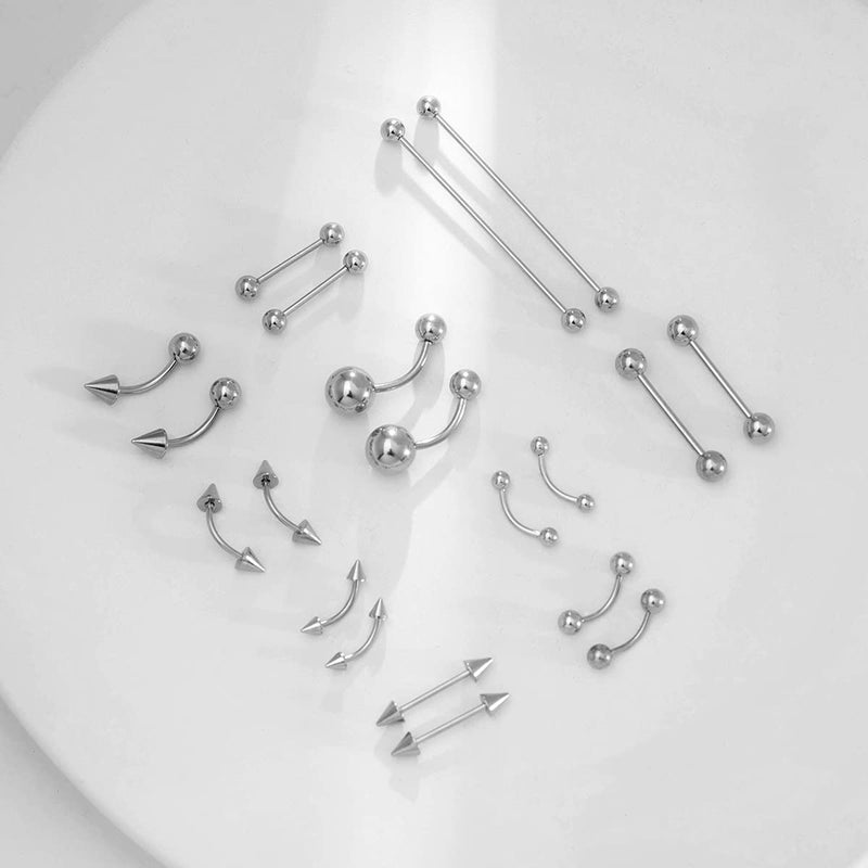 IPINK Piercing Kit 14G-16G Surgical Steel Body Piercing Belly Button,Tongue, Eyebrow, Nipple, Lip, Nose, Chi Gauge - Image 4