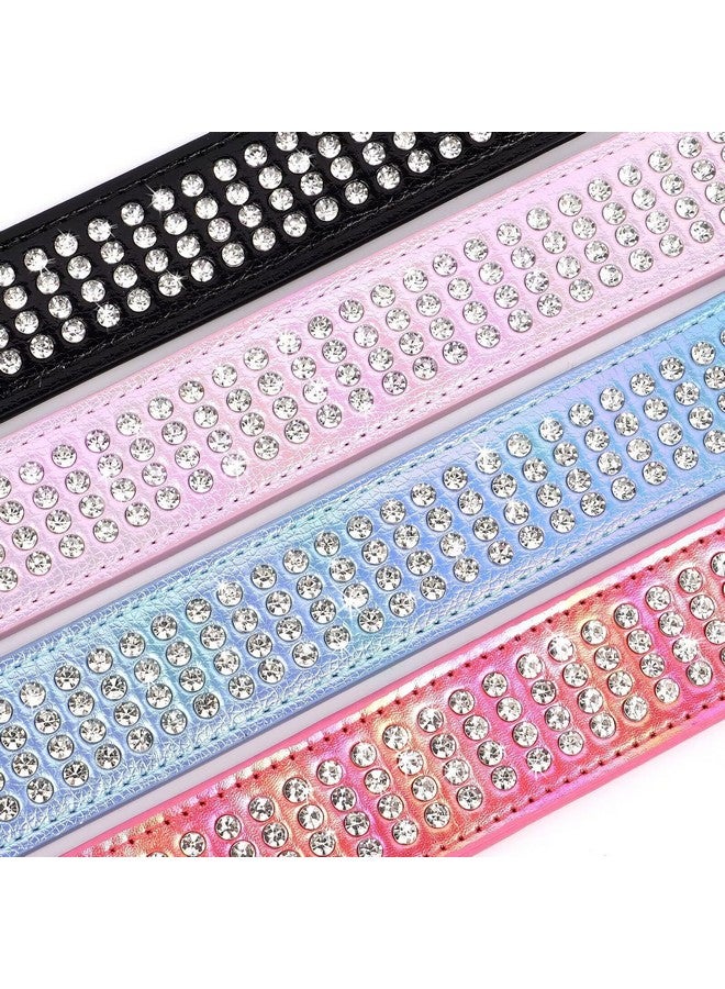 Beirui Bling Rhinestone Dog Collar with Diamonds Studded - Colorful PU Leather Padded 1.5 Inch Wide - Heavy Duty Bedazzled Dog Collar for Medium Large Dogs,19-24",Blue - Image 2