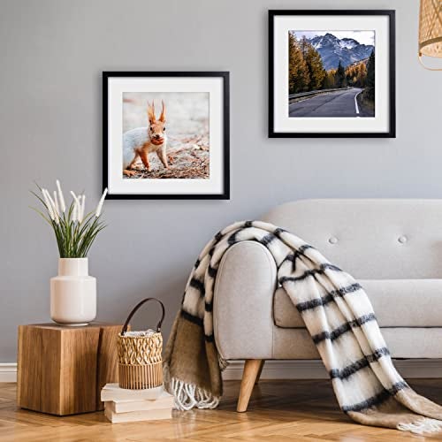 Yaetm 16x16 Picture Frame Black Set of 3, Square 16x16 Frame Displays 12x12 with Mat or 16 x 16 without Mat, Gallery Wall Frames for Wall Mounting (3 Pack, Black) - Image 3