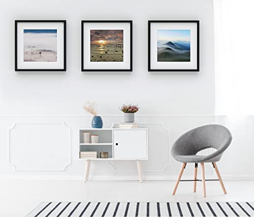 Yaetm 16x16 Picture Frame Black Set of 3, Square 16x16 Frame Displays 12x12 with Mat or 16 x 16 without Mat, Gallery Wall Frames for Wall Mounting (3 Pack, Black) - Image 4