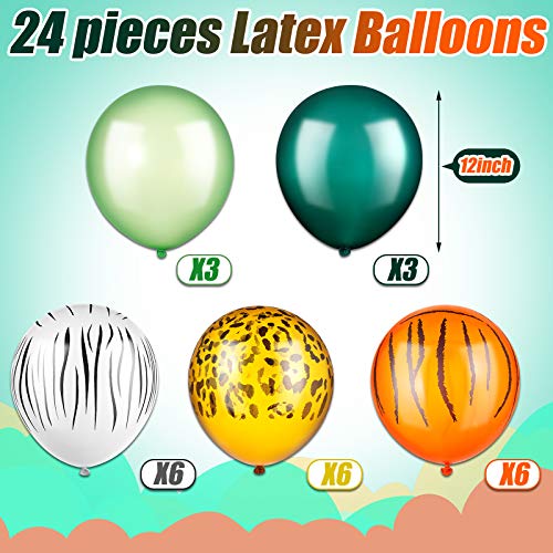 Liliful 24 Pack Jungle Safari Balloons 12 Inch Animal Print Balloons Tiger Zebra Leopard Jungle Safari Theme Party Decor for Wild One Birthday Party Supplies Baby Shower Zoo Theme Decorations - Image 5