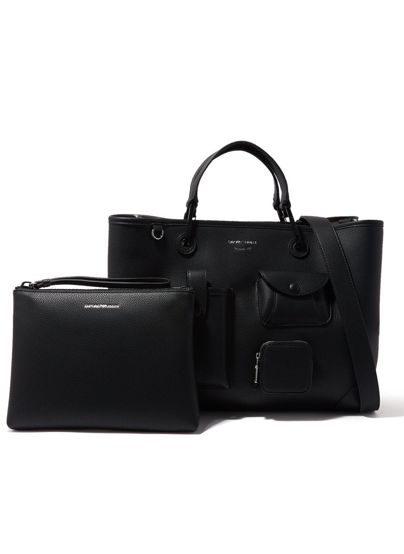 EMPORIO ARMANI - Emporio Armani Black Leather Shoulder Bag - Image 1