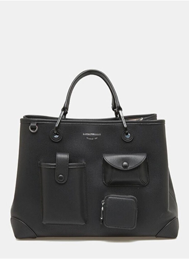 EMPORIO ARMANI - Emporio Armani Black Leather Shoulder Bag - Image 1