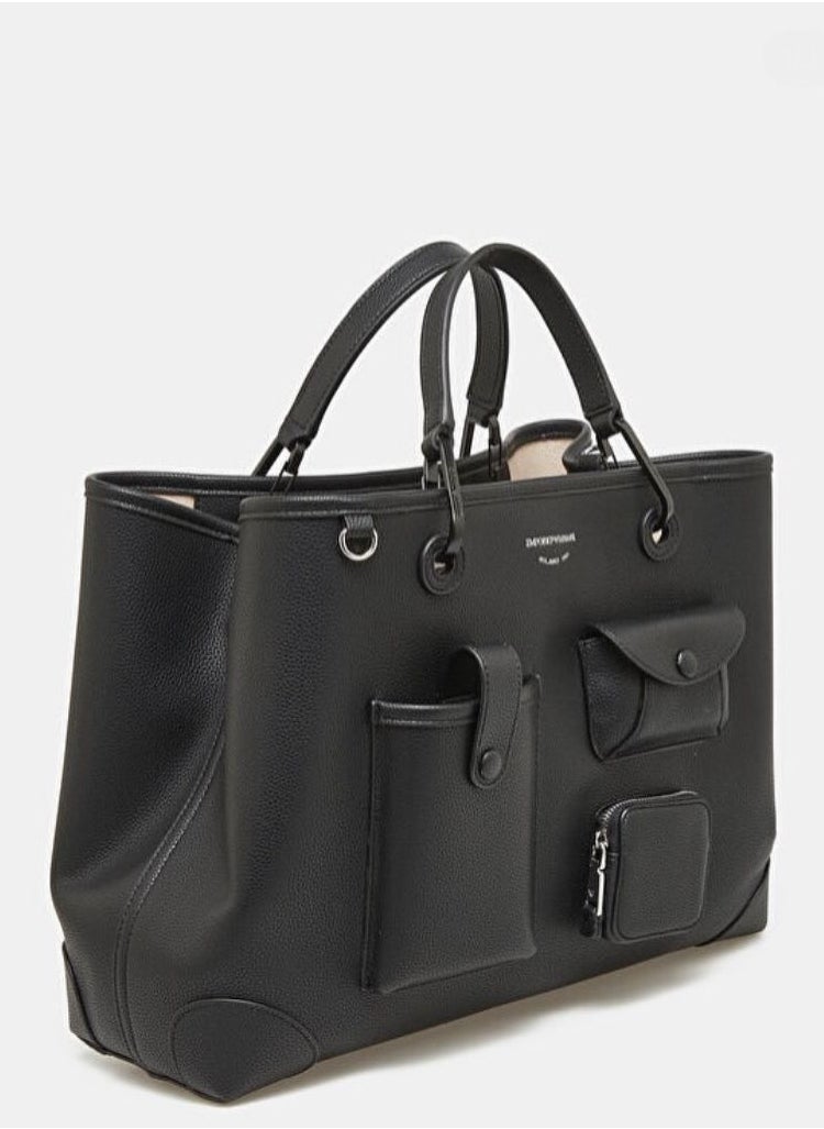 EMPORIO ARMANI - Emporio Armani Black Leather Shoulder Bag - Image 1