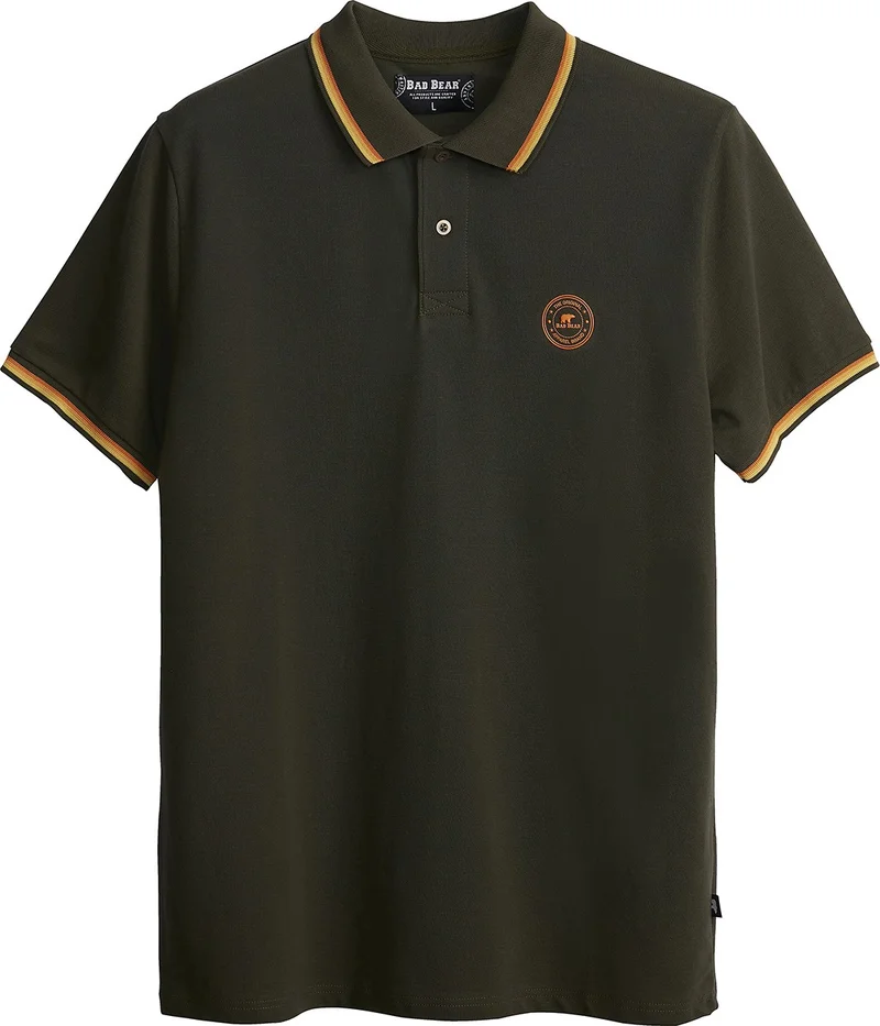 باد بير Polo Neck Logo Printed Khaki Men's T-Shirt