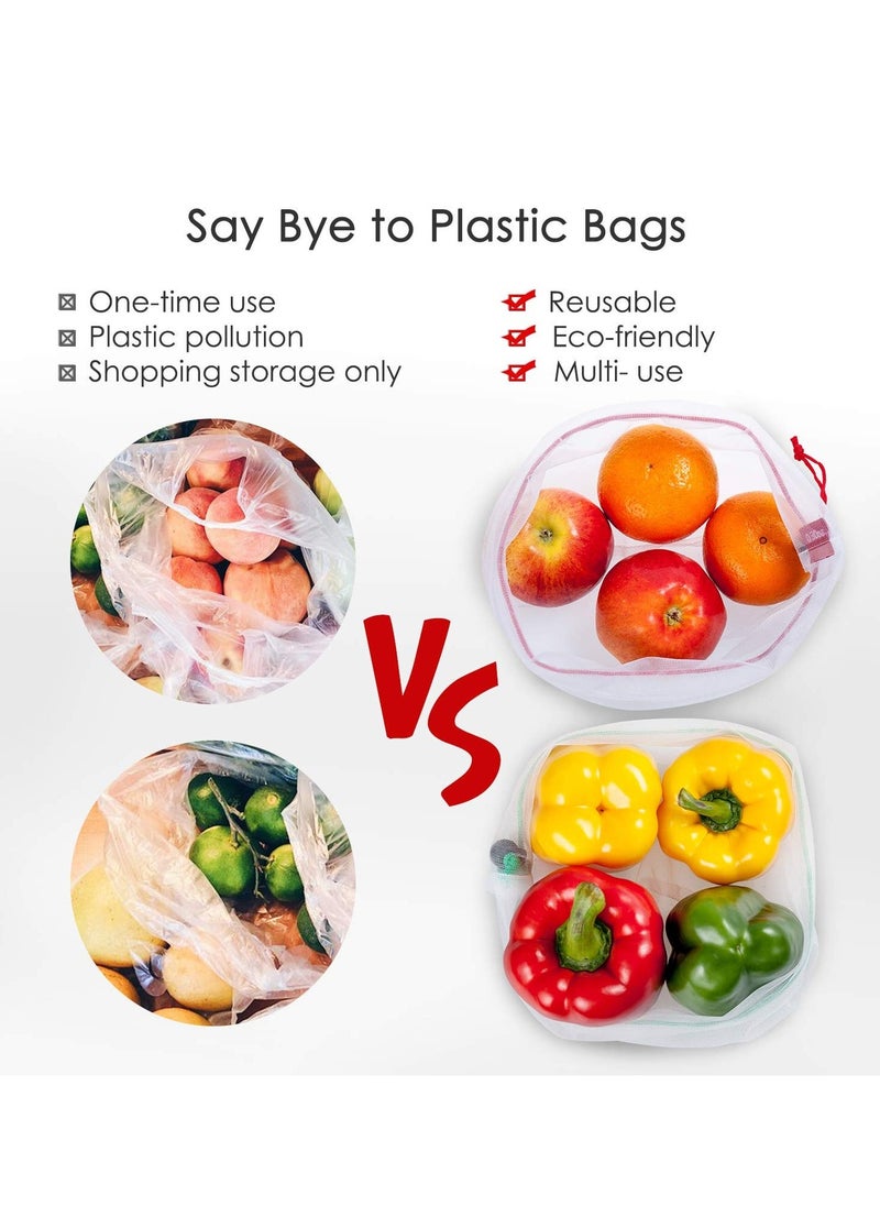 Fruit Mesh Bags Set of 15 Reusable Produce Lightweight Washable Storage For Fruits Vegetables Toys Groceries Kitchen And Home Organize with Colorful Tare Weight Tags 3 Sizes - Image 5