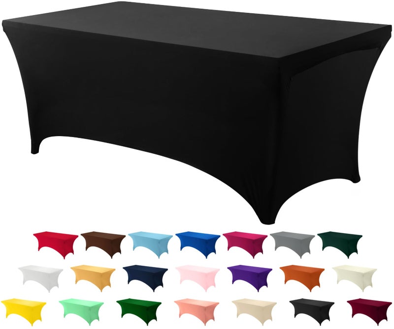 Utopia Kitchen Spandex Tablecloth 1 Pack [6FT, Black] Tight, Fitted, Washable and Wrinkle Resistant Stretch Rectangular Patio Table Cover for Event, Wedding, Banquet & Parties [72Lx30Wx30H Inch] - Image 1