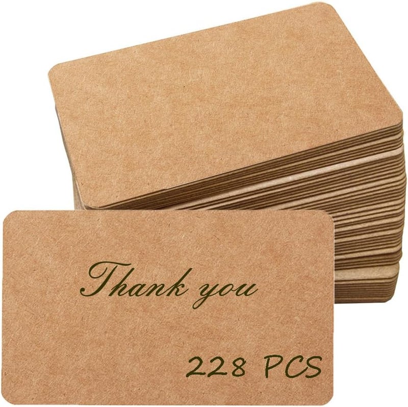 Primbeeks 228pcs Premium Blank Business Kraft Paper Cards, Double-sided Available Word 3.5" x 2.2" Message DIY Gift Kraft Note Paper Tags Scratch Paper Flash Cards - Image 1