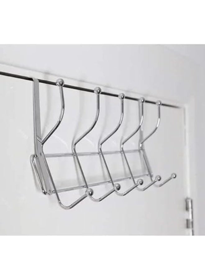 ECVV Stainless Steel Door Hanger 5 Hooks, Heavy Duty Organizer Hanger Stainless Steel Towel Rack for Bedrooms, Clothes, Towels, Purses, Jackets and Bags, Silver | 23 x 11 x 6 cm | - Image 5