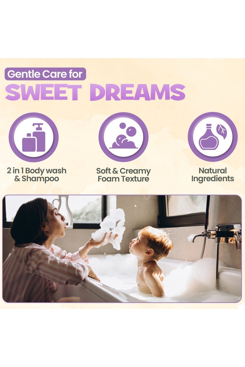 إنفانت رغوة شامبو وغسول الجسم ENFANT Sweet Dream – غسول عضوي للأطفال 2 في 1، سعة 400 مل، تركيبة لا تسبب الدموع لتنظيف الجسم من الرأس إلى القدمين، متوازنة الحموضة (pH)، بتركيبة اللافندر المهدئة، لطيفة على البشرة الحساسة، وخالية من البارابين. - Image 4