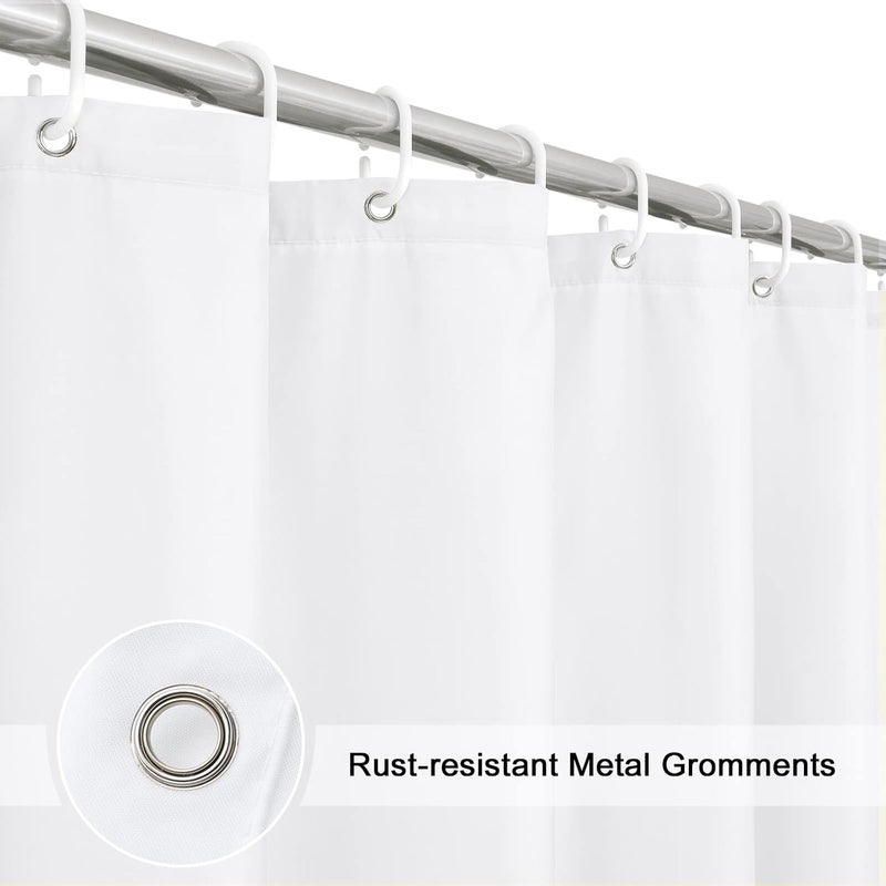 EurCross Extra Long Fabric Shower Curtain Liner 84 inches Long Length, Light in Machine Washable Water-Repellent Solid White Shower Curtain Liner for Bathroom 72 x 84inch - Image 5