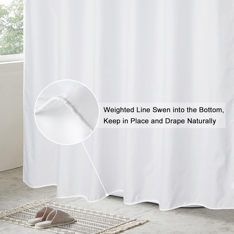 EurCross Extra Long Fabric Shower Curtain Liner 84 inches Long Length, Light in Machine Washable Water-Repellent Solid White Shower Curtain Liner for Bathroom 72 x 84inch - Image 4