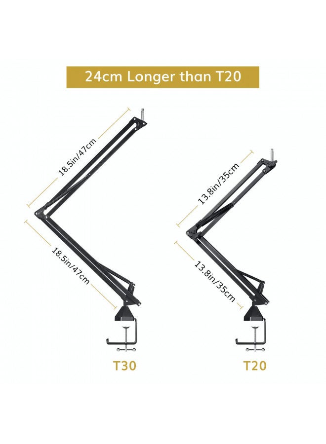 TONOR Microphone Stand Extension Arm, TONOR Studio Suspension Scissor Boom Arm with Pop Filter, 3/8" to 5/8" Adapter, Mic Clip, Upgraded Heavy Duty Clamp for Blue Yeti Snowball Ice and Other Mics(T30)  - Image 1