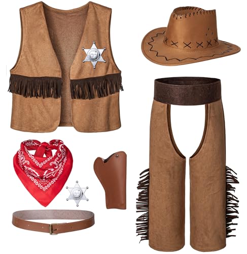 TOGROP Cowboy Costume for Boys 7pcs Set Kids Dress Up Birthday Party Halloween Cosplay 810 Years - Image 1