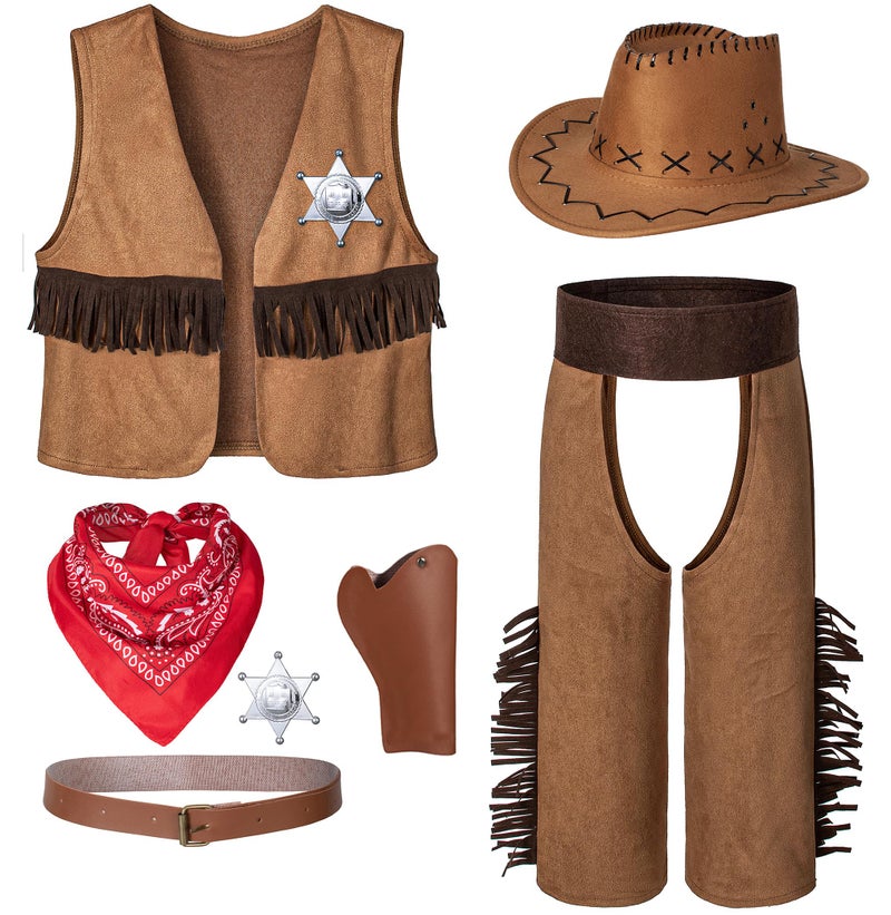 TOGROP Cowboy Costume for Boys 7pcs Set Kids Dress Up Birthday Party Halloween Cosplay 810 Years - Image 3