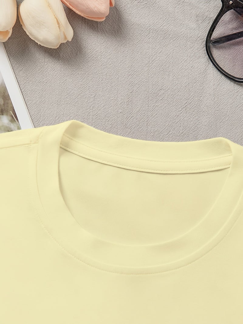 00008 - Women'S Tight Top Hibiscus Floral Print Pure Desire Korean Y2K Summer Round Neck Short Sleeve T - Shirt, Women'S Clothing QHH1315 - 【Light Yellow】 / XS - Image 3