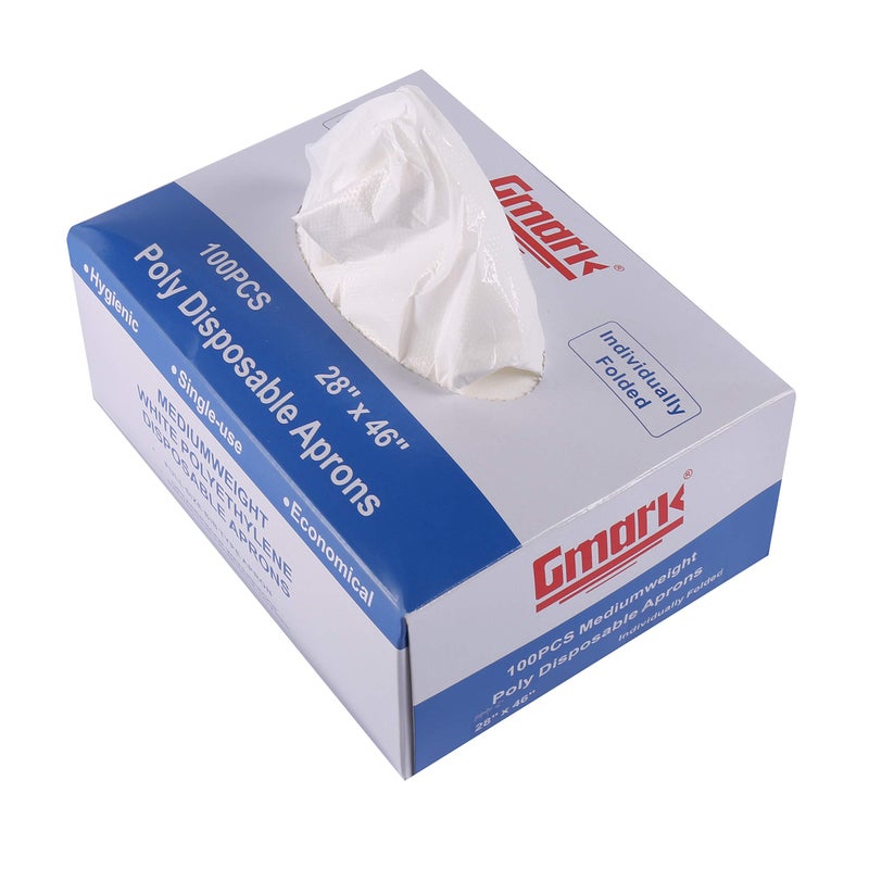 Gmark Poly Apron Individual Wrapped Disposable PE Waterproof Food Cooking 100pcs GM0002