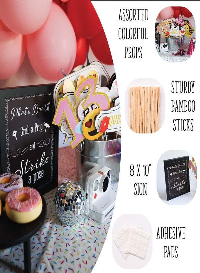 Outside The Booth 13th Birthday Photo Booth Props - 41-pc Photo Prop Kit with 8 x 10-Inch Sign, 60 Adhesive Pads, 45 Sticks - Teen Girl Photo Booth Props - Party Supplies 13th Birthday - Image 2