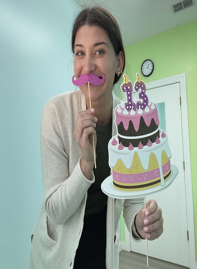 Outside The Booth 13th Birthday Photo Booth Props - 41-pc Photo Prop Kit with 8 x 10-Inch Sign, 60 Adhesive Pads, 45 Sticks - Teen Girl Photo Booth Props - Party Supplies 13th Birthday - Image 3