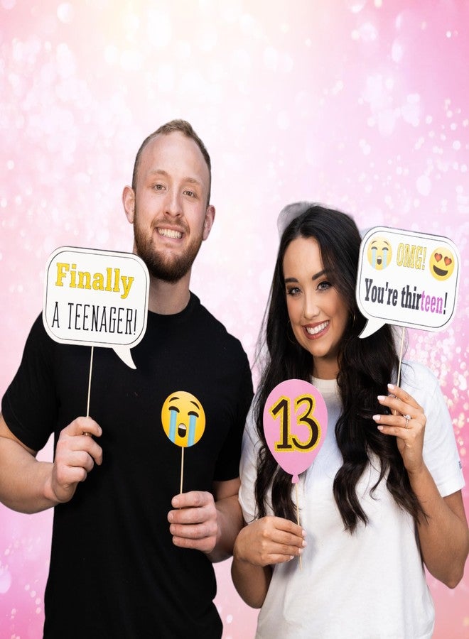 Outside The Booth 13th Birthday Photo Booth Props - 41-pc Photo Prop Kit with 8 x 10-Inch Sign, 60 Adhesive Pads, 45 Sticks - Teen Girl Photo Booth Props - Party Supplies 13th Birthday - Image 4