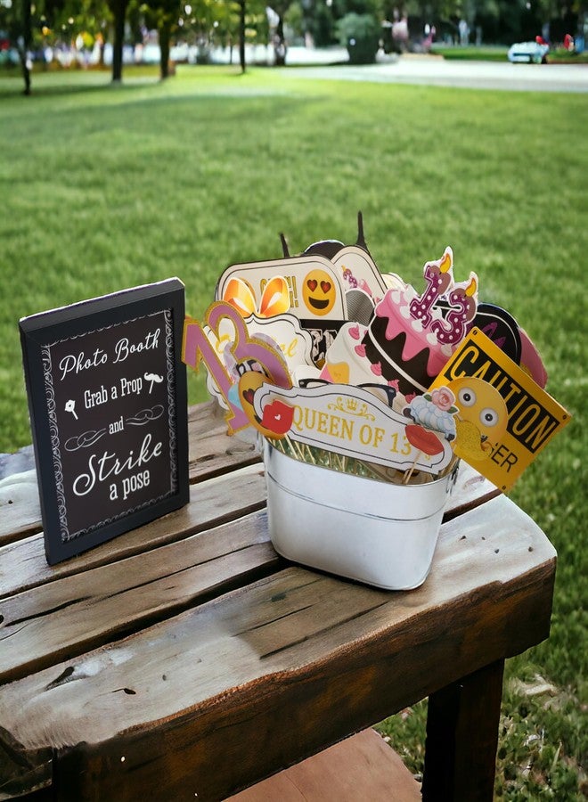 Outside The Booth 13th Birthday Photo Booth Props - 41-pc Photo Prop Kit with 8 x 10-Inch Sign, 60 Adhesive Pads, 45 Sticks - Teen Girl Photo Booth Props - Party Supplies 13th Birthday - Image 5