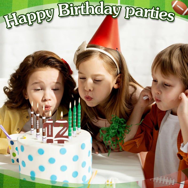 Photect 11 PCS Football Birthday Candles Number Candle Sports Cake Topper Decor Football Themed Birthday Cake Decorations for Boys Girls Kids Party Supplies (Number 12) - Image 3