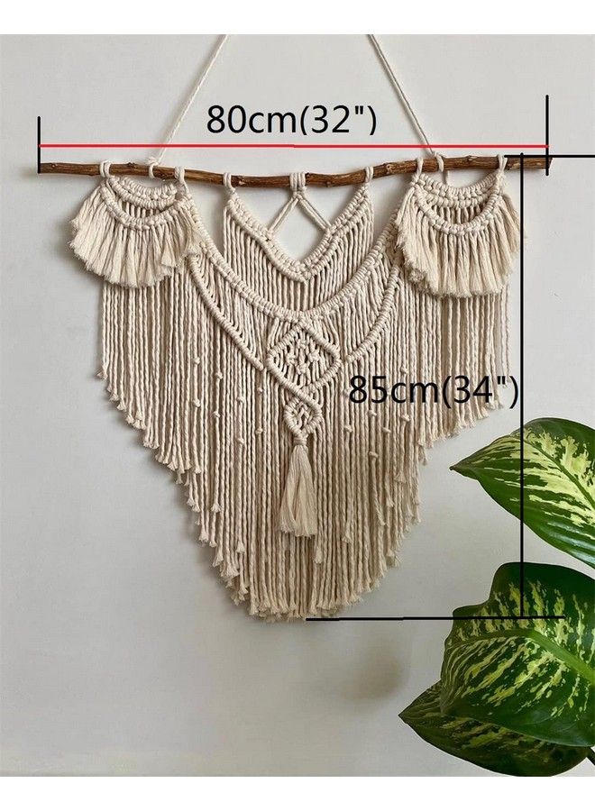 Qlbuj Large Macrame Wall Hanging Natural Driftwood Macrame Tapestry Above Headboard Boho Home Decor For Bedroom Living Room Apartment Wedding Party32" W X 34" L  - Image 3