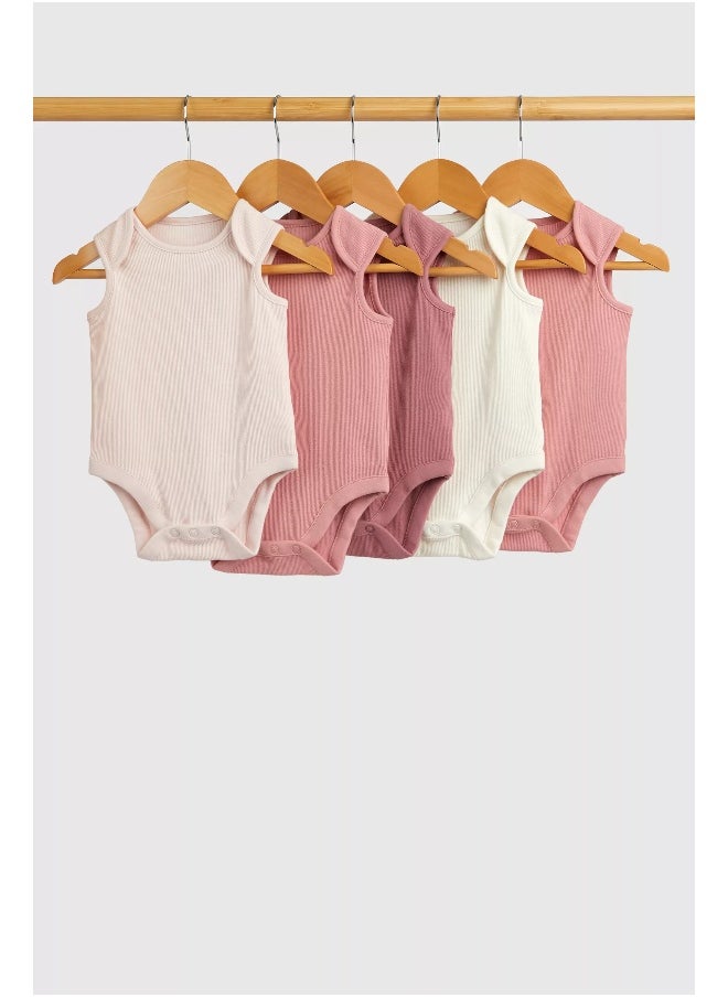 mothercare - Ribbed Sleeveless Bodysuits - 5 Pack - Image 1